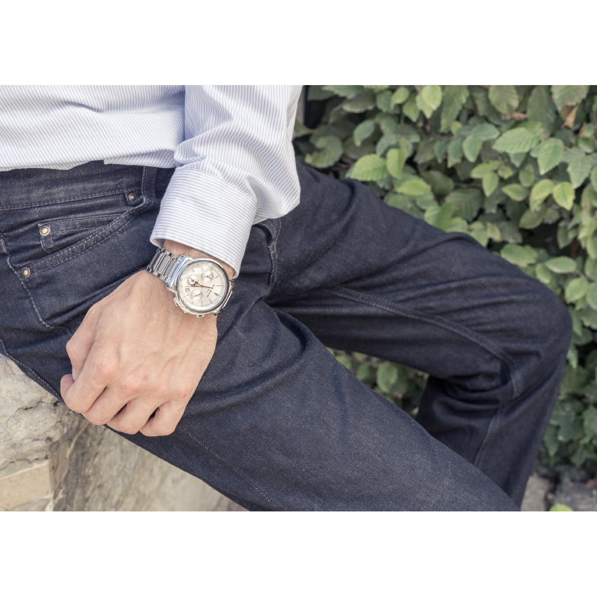 EMILE-CHOURIET Lac Leman Gent’s Silver Dial Stainless Steel Bracelet Automatic Chronograph and Power Reserve Dress Watch 16.1168.G42.6.8.28.6