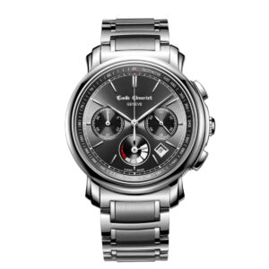 EMILE-CHOURIET Lac Leman Gent’s Dark Grey Dial Stainless Steel Bracelet Automatic Chronograph and Power Reserve Dress Watch 16.1168.G42.6.8.68.6