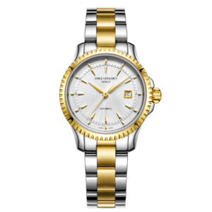 EMILE-CHOURIET Ailes du Temps Ladies White Dial Two Tone Yellow Gold Stainless Steel Bracelet Automatic Dress Watch 06.1155.L.6.0.28.0