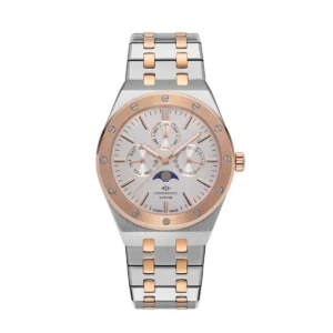 CONTINENTAL Gent's Silver Dial Rose Gold PVD Stainless Steel Bracelet Moonphase Watch 21501-GM815130