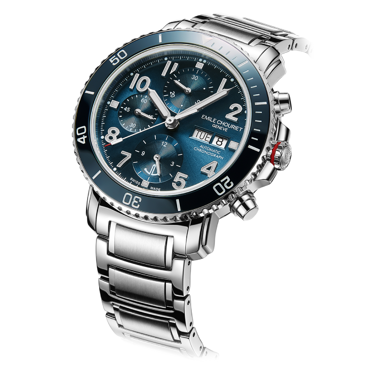 EMILE-CHOURIET Challenger Deep Gent’s Blue Dial Stainless Steel Bracelet Automatic Chronograph Dive Watch 22.1169.G.6.AW.99.6