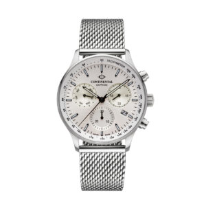CONTINENTAL Gent's White Dial Stainless Steel Mesh Bracelet Chronograph 22001.GC101130