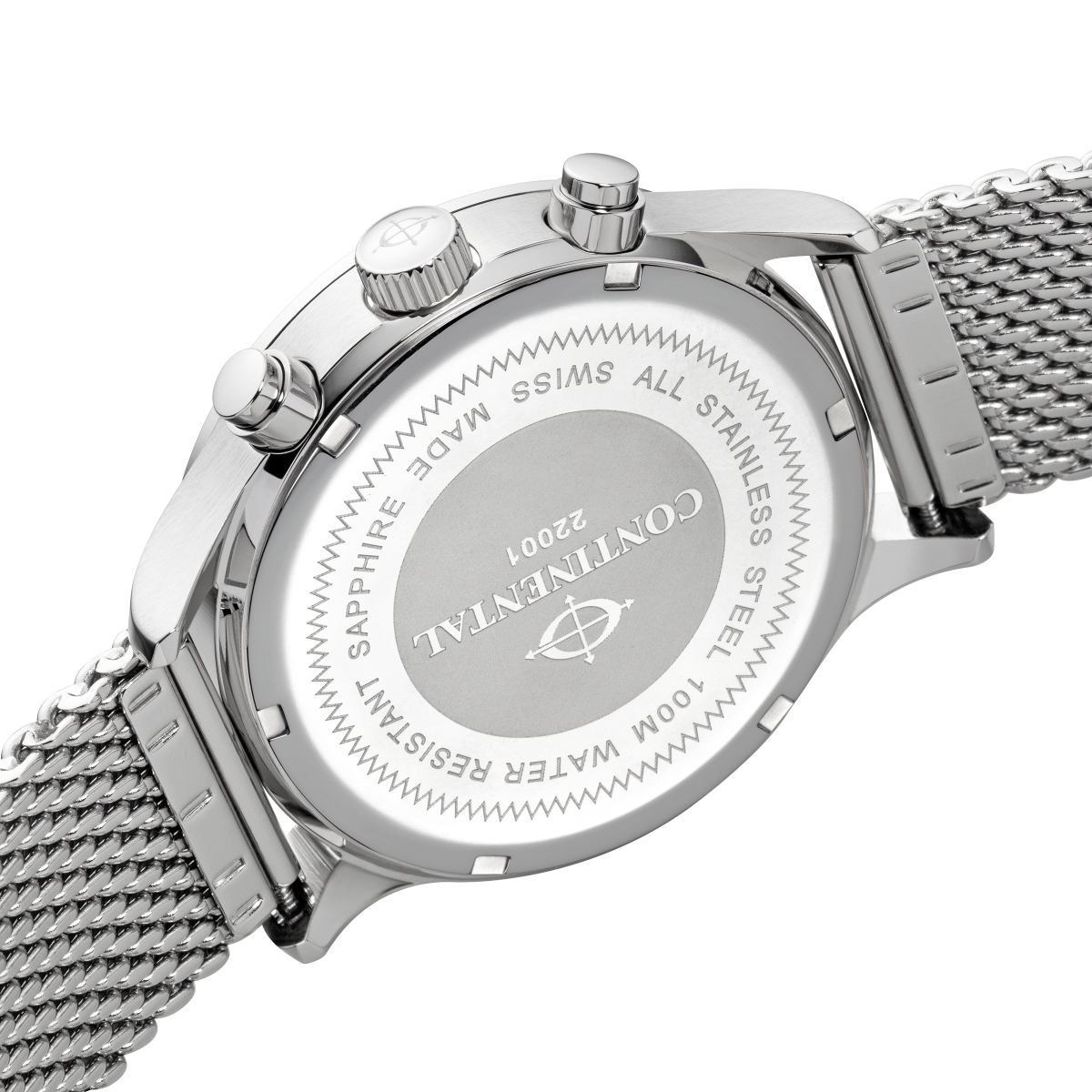 CONTINENTAL Gent’s White Dial Stainless Steel Mesh Bracelet Chronograph 22001.GC101130