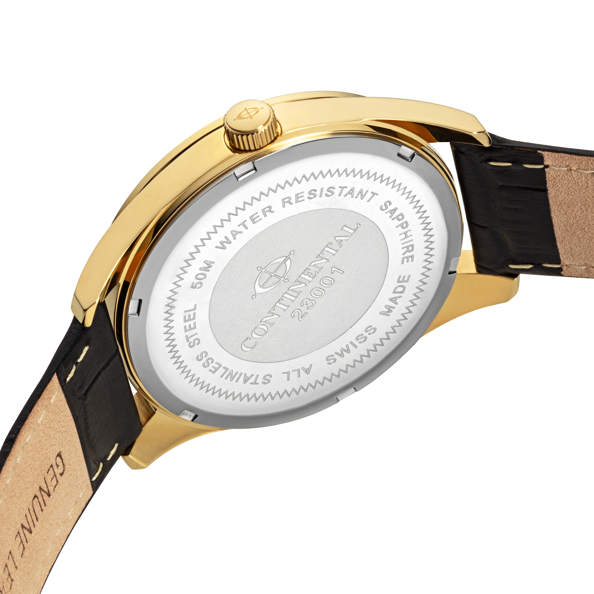 CONTINENTAL Gent’s Round Silver Dial Black Leather Strap Dress Watch 23001-GD254130