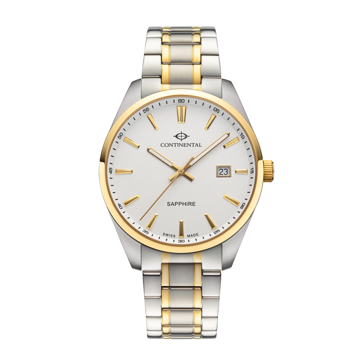 CONTINENTAL Gent's Round Silver Dial Two Tone Yellow Gold PVD Stainless Steel Bracelet Dress Watch 23001-GD312130
