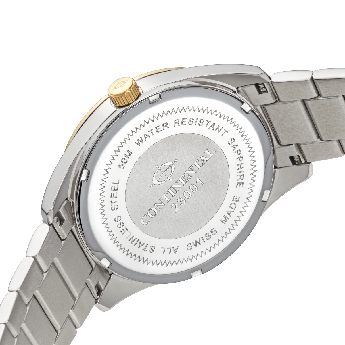 CONTINENTAL Gent’s Round Silver Dial Two Tone Yellow Gold PVD Stainless Steel Bracelet Dress Watch 23001-GD312130