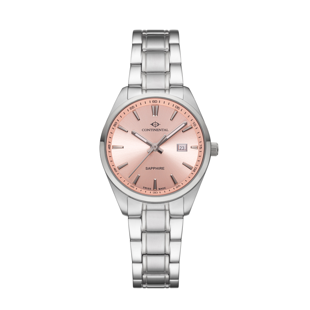 CONTINENTAL Ladies Round Rose Dial Stainless Steel Bracelet Dress Watch 23001-LD801770