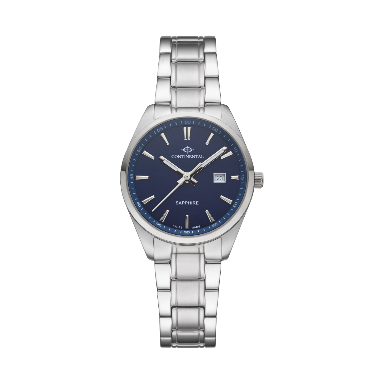 CONTINENTAL Ladies Round Blue Dial Stainless Steel Bracelet Dress Watch 23001-LD101830
