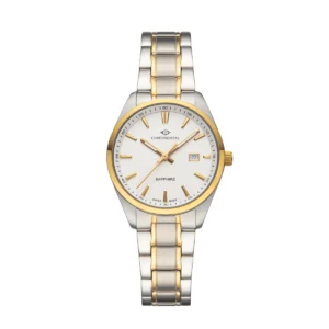 CONTINENTAL Ladies Round Silver Dial Two Tone Yellow Gold PVD Stainless Steel Bracelet Dress Watch 23001-LD312130