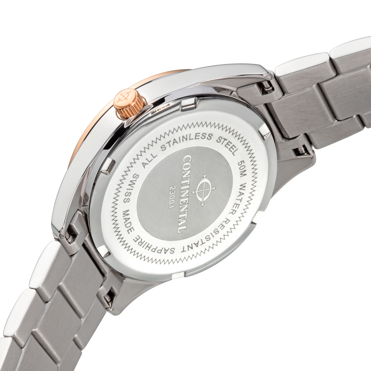 CONTINENTAL Ladies Round Rose Dial Stainless Steel Bracelet Dress Watch 23001-LD801770