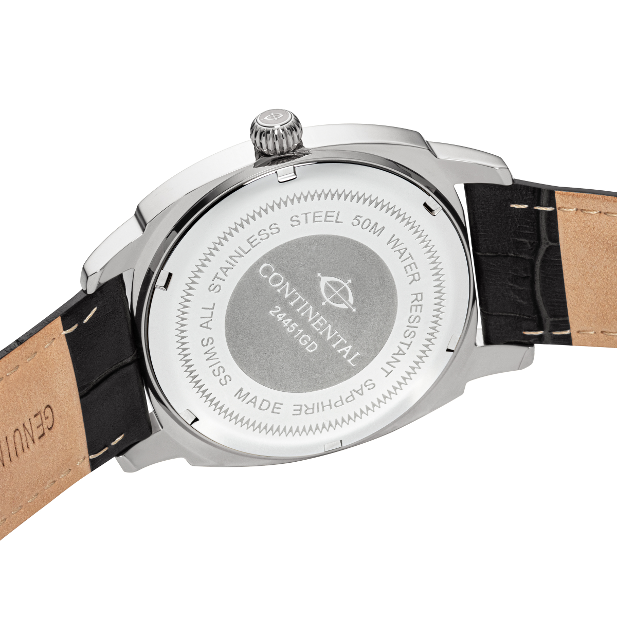 CONTINENTAL Gent’s Square Green Dial Black Leather Strap Dress Watch 24451-GD154940