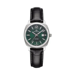 CONTINENTAL Ladies Square Green Dial Black Leather Strap Dress Watch 24451-LD154940