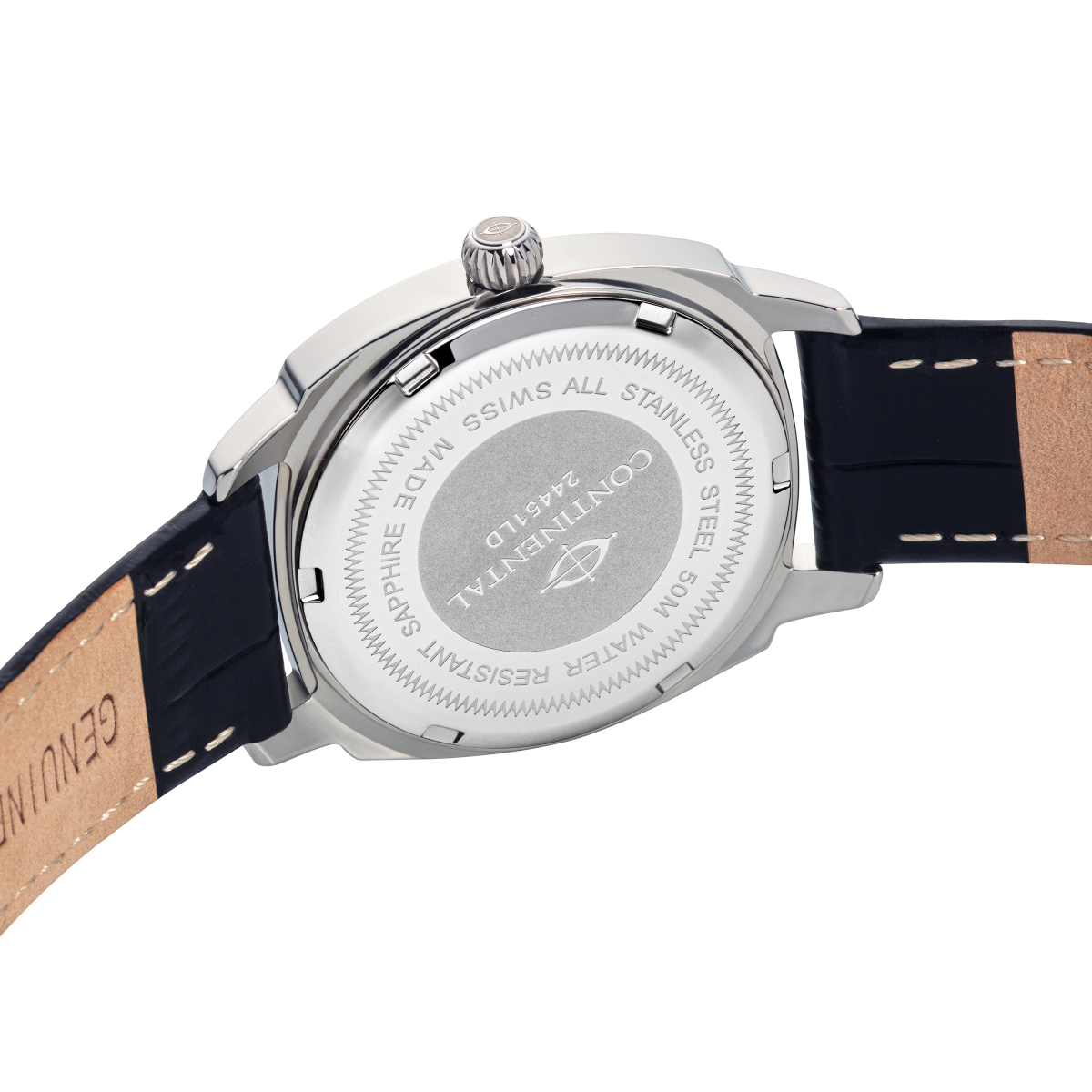 CONTINENTAL Ladies Square Green Dial Black Leather Strap Dress Watch 24451-LD154940