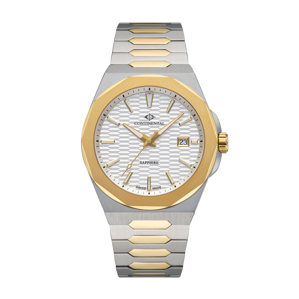 CONTINENTAL Gent's Silver Dial Two Tone Yellow Gold PVD Stainless Steel Bracelet Dress Watch 24501-GD312130