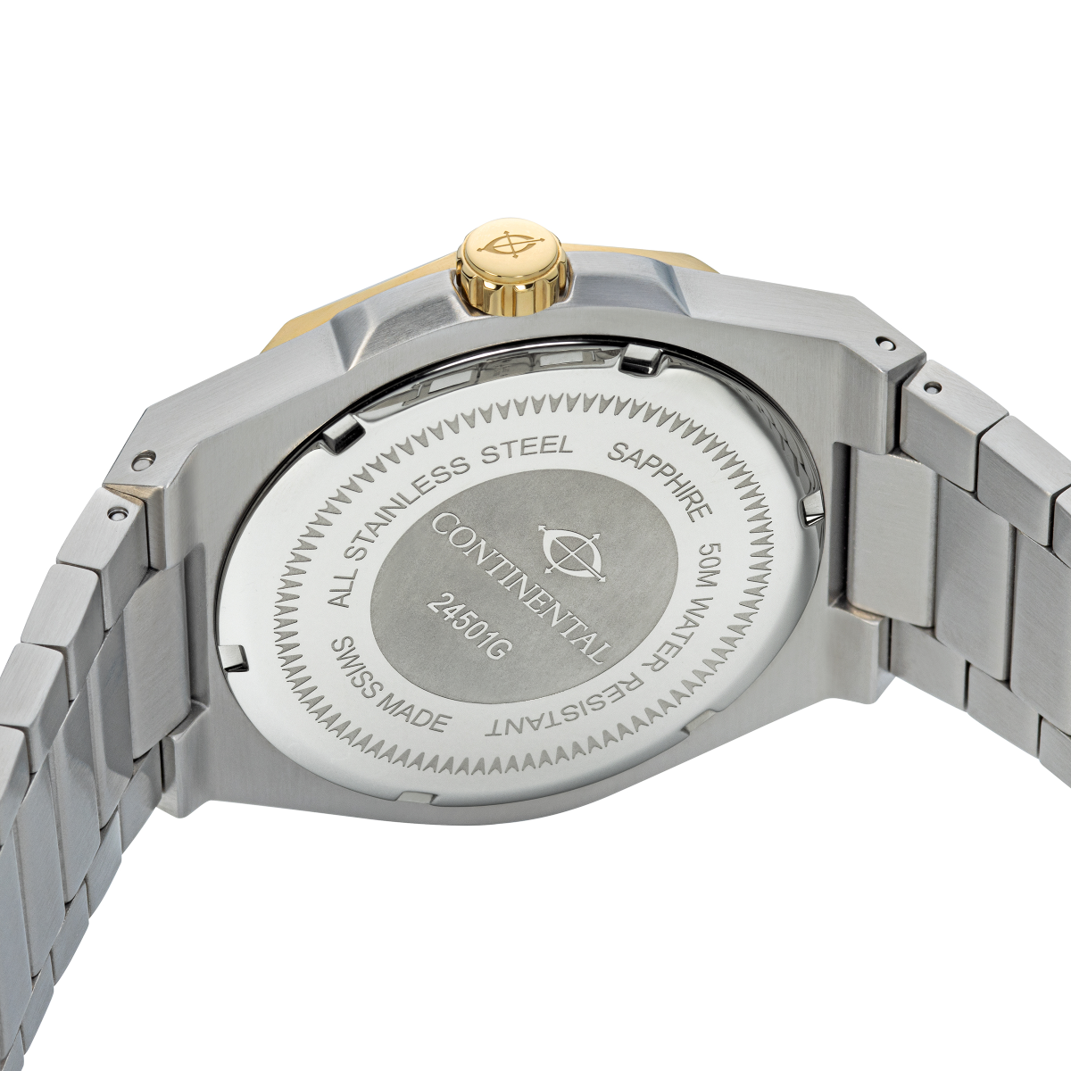 CONTINENTAL Gent’s Silver Dial Two Tone Yellow Gold PVD Stainless Steel Bracelet Dress Watch 24501-GD312130