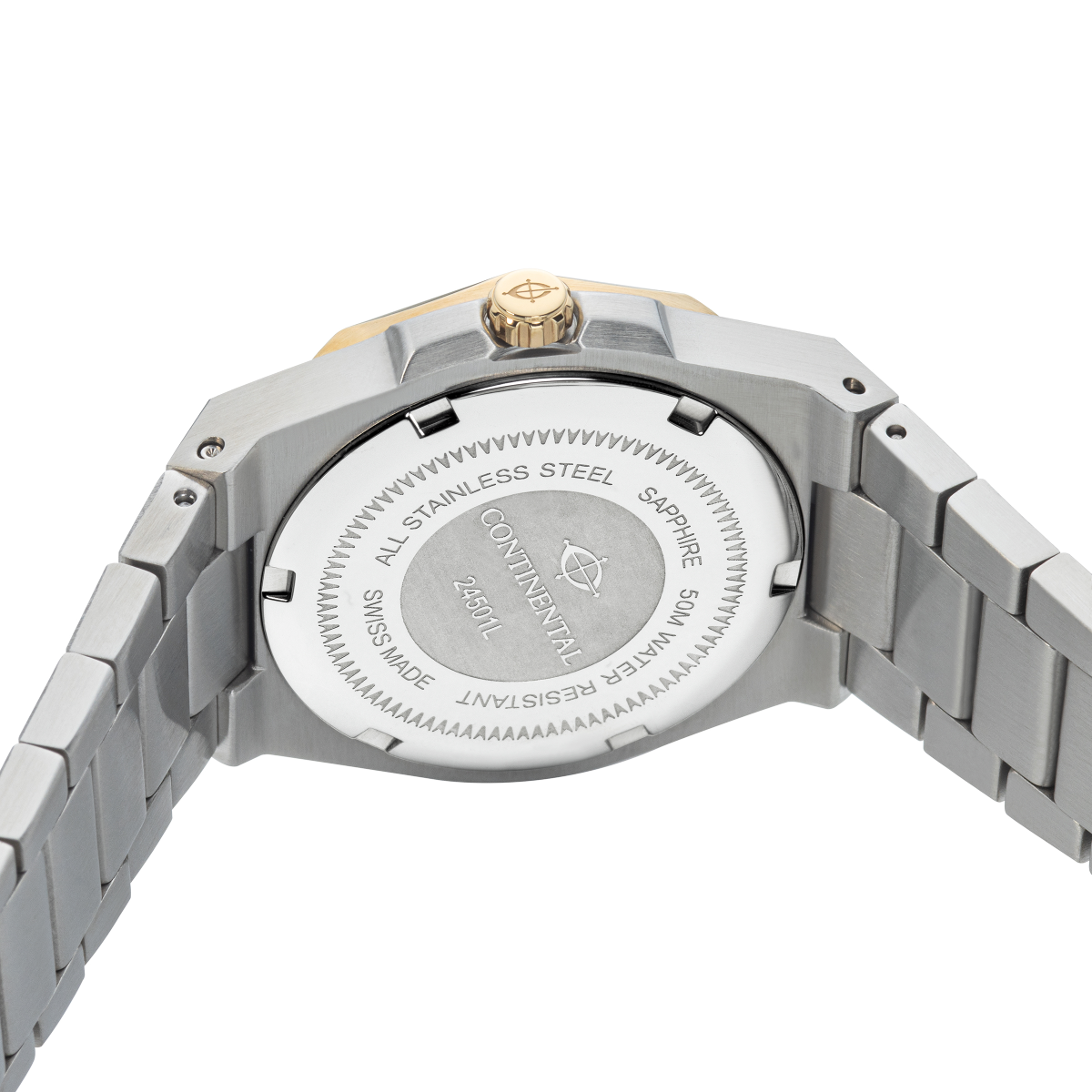 CONTINENTAL Ladies Silver Dial Two Tone Yellow Gold PVD Stainless Steel Bracelet Dress Watch 24501-LD312130