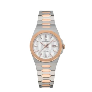 CONTINENTAL Ladies Silver Dial Two Tone Rose Gold PVD Stainless Steel Bracelet Dress Watch 24501-LD815130