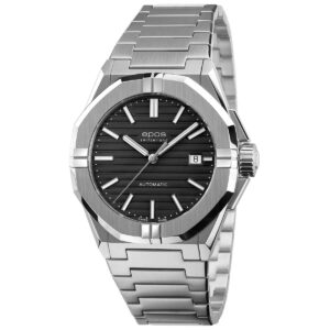 EPOS Gent's Black Dial Stainless Steel Bracelet Automatic Sports Watch 3506.132.20.15.30