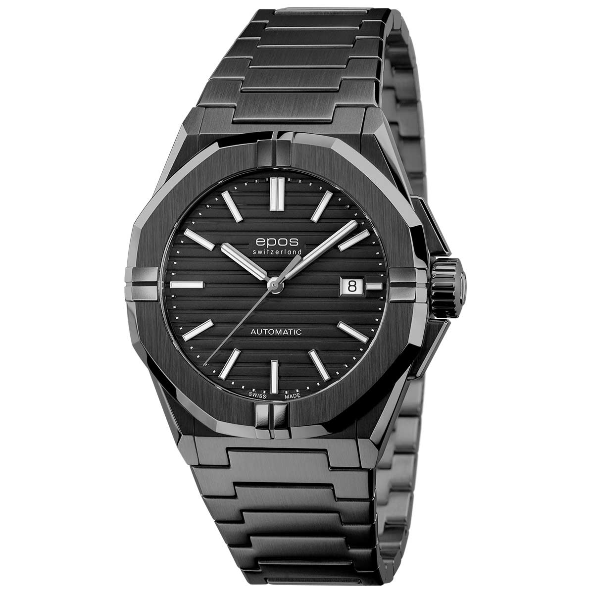 EPOS Gent's Black Dial Black PVD Stainless Steel Bracelet Automatic Sports Watch 3506.132.25.15.35