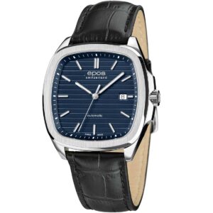 EPOS Gent's Blue Dial Black Leather Strap Automatic Sports Watch 3511.152.20.16.25