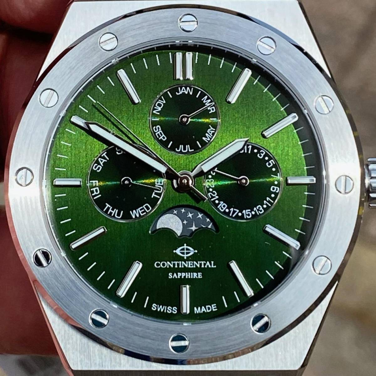 CONTINENTAL Gent’s Green Dial Stainless Steel Bracelet Moonphase Watch 21501.GM101950