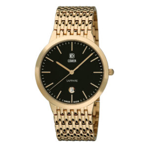 COVER Langham Gents Black Dial Yellow Gold Stainless Steel Bracelet Dress Watch CO123.06