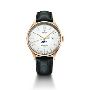 COVER Moon & Stars Gent's Moon Phase White Dial Black Leather Strap Dress Watch CO202.05