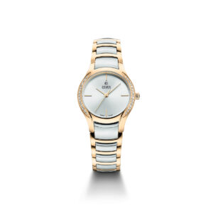 COVER Sandara Ladies Elegant Silver Dial Two Tone Yellow Gold Stainless Steel Bracelet Dress Watch CO203.03