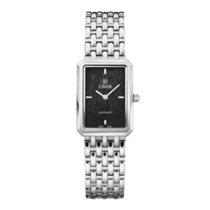 COVER Noble Square Ladies Elegant Black Dial Stainless Steel Bracelet Dress Watch CO222.01