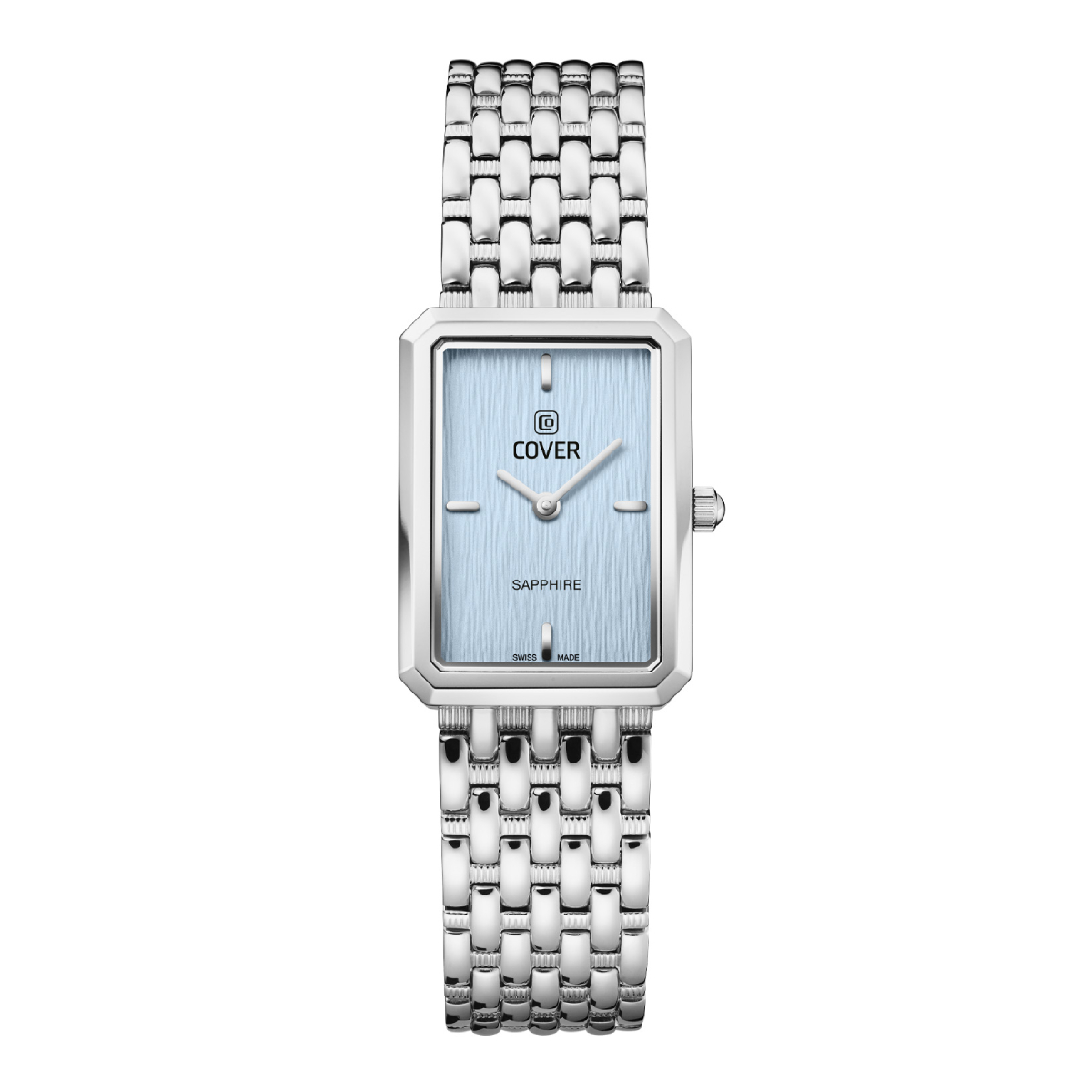 COVER Noble Square Ladies Elegant Blue Dial Stainless Steel Bracelet Dress Watch CO222.03