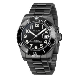 EPOS COSC Certified Chronometer Gent's Black Dial Black Titanium Bracelet Automatic Dive Watch 3504.138.85.35.95