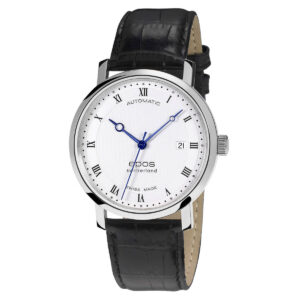 EPOS Originale Gent's White Dial Black Leather Strap Automatic Classic Dress Watch 3387.152.20.28.15
