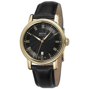 EPOS Emotion Gent's Black Dial Black Leather Strap Automatic Classic Dress Watch 3390.152.22.25.25