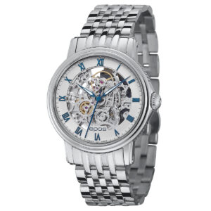 EPOS Emotion Gents White Dial Stainless Steel Bracelet Automatic Skeleton Dress Watch 3390.155.20.20.30
