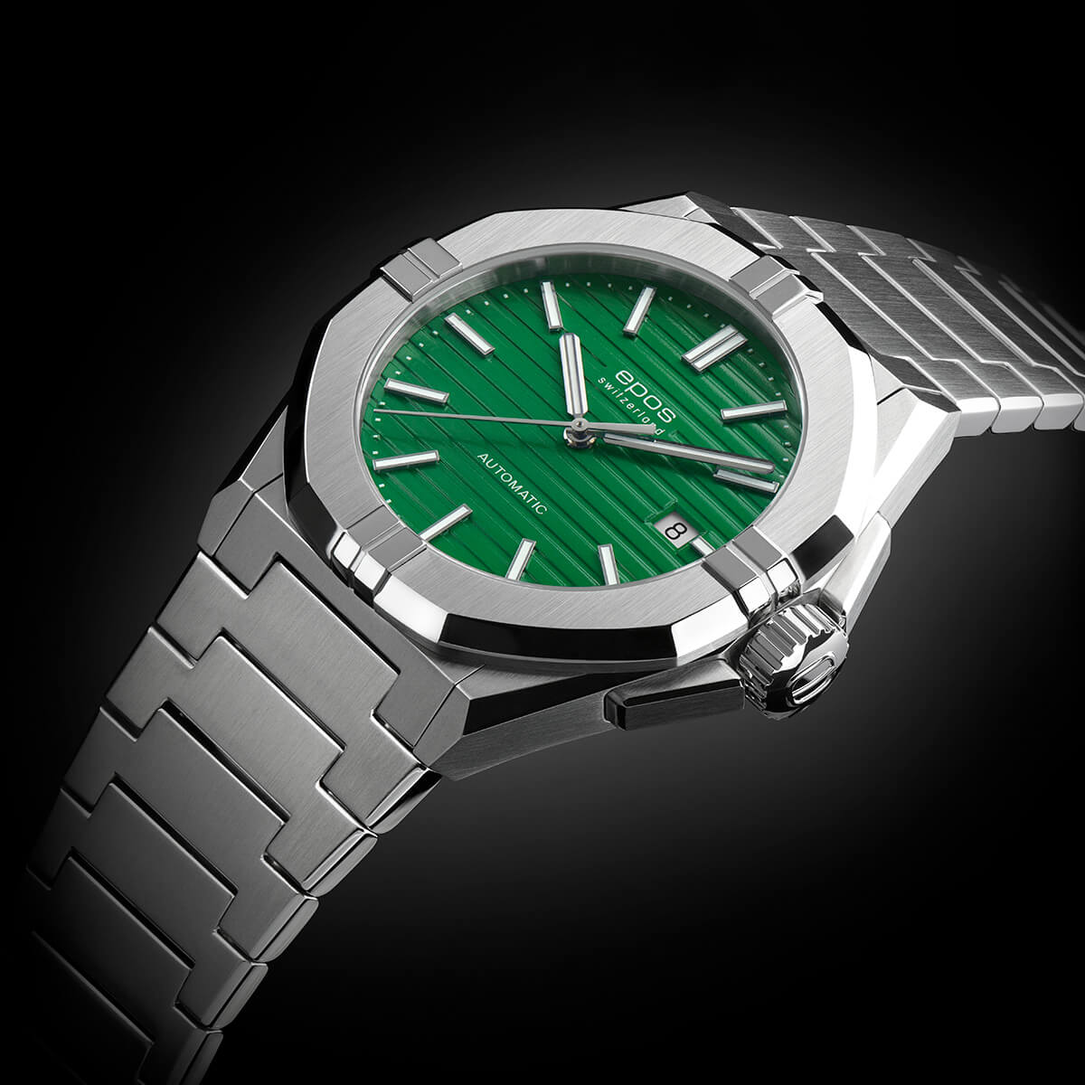 EPOS Gent’s Green Dial Stainless Steel Bracelet Automatic Sports Watch 3506.132.20.13.30