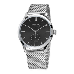 EPOS Originale Gents Dark Grey Dial Stainless Steel Mesh Bracelet Mechanical Hand Wound Ultra Thin Dress Watch 3408.208.20.14.30