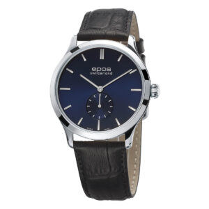 EPOS Originale Gents Blue Dial Black Leather Strap Mechanical Hand Wound Ultra Thin Dress Watch 3408.208.20.16.15