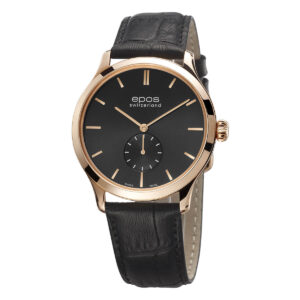 EPOS Originale Gents Dark Grey Dial Black Leather Strap Mechanical Hand Wound Ultra Thin Dress Watch 3408.208.24.14.15