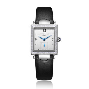EMILE-CHOURIET Mr Right Ladies White Dial Black Leather Strap Diamond Dress Watch 60.2183.L.6.D.28.2