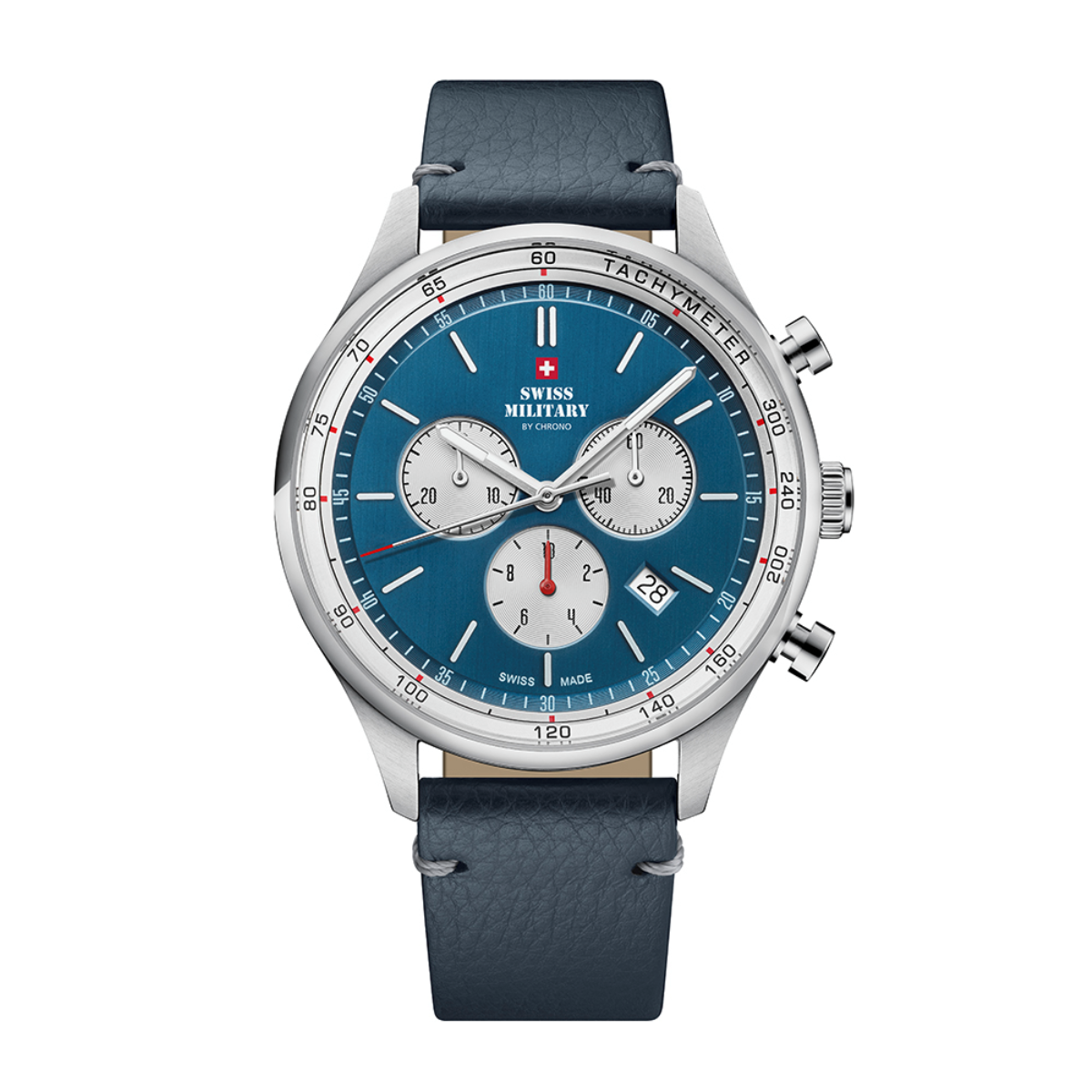 SWISS MILITARY Gent's Blue Dial Blue Leather Strap Chronograph Sports Watch SM34081.08