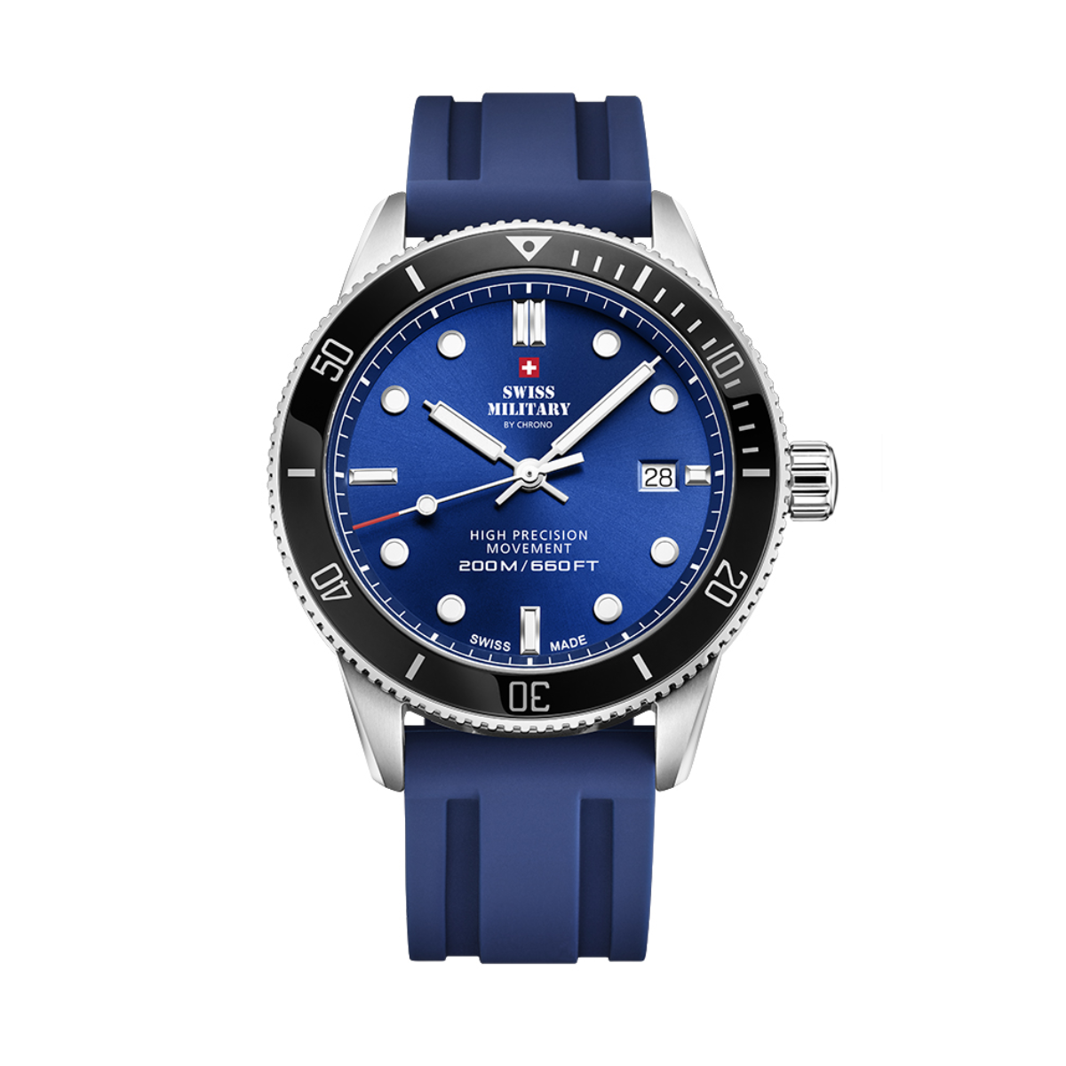 SWISS MILITARY Gent’s Blue Dial Blue Silicon Strap Classic Dive Watch SM34088.08