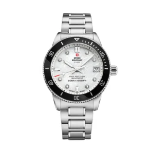 SWISS MILITARY Ladies White MOP Dial Stainless Steel Bracelet Classic Dive Watch SM34089.03