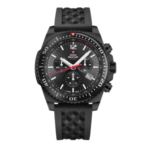SWISS MILITARY Gent's Black Dial Black Silicon Strap Chronograph Sports Watch SM34093.05