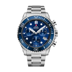 SWISS MILITARY Gent's Blue Dial Stainless Steel Bracelet Chronograph Sports Watch SM34101.02