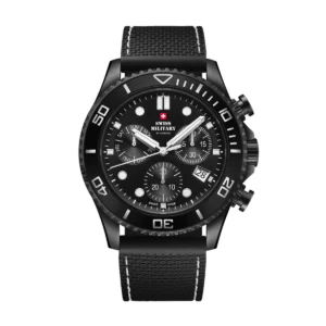SWISS MILITARY Gent's Black Dial Black Nylon Fabric Strap Chronograph Sports Watch SM34101.07