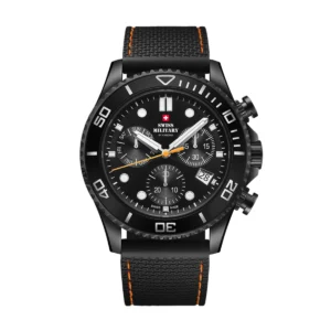 SWISS MILITARY Gent's Black Dial Black Nylon Fabric Strap Chronograph Sports Watch SM34101.08