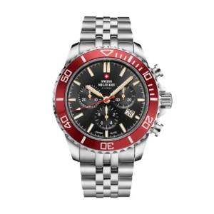 SWISS MILITARY Gent's Black Dial Stainless Steel Bracelet Chronograph Sports Watch SM34103.03
