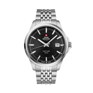 SWISS MILITARY Gent's Black Dial Stainless Steel Bracelet Classic Dress Watch SM34104.01