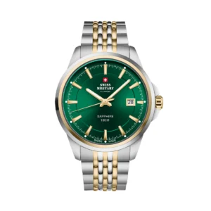 SWISS MILITARY Gent's Green Dial 2-Tone Steel & Gold Bracelet Classic Dress Watch SM34104.06