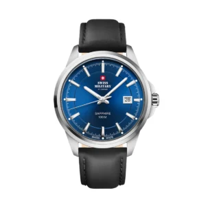 SWISS MILITARY Gent's Blue Dial Black Leather Strap Classic Dress Watch SM34104.10